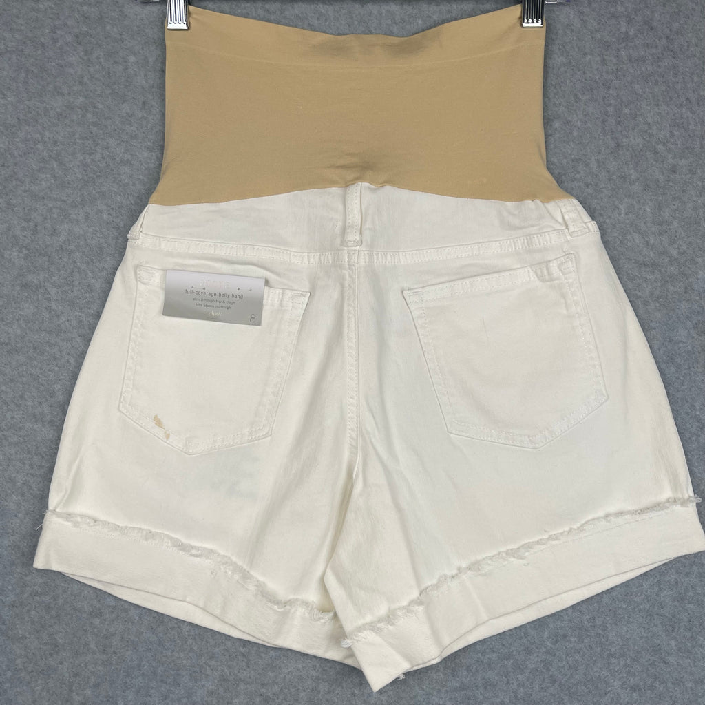 A Glow Maternity White Jeans Shorts Size 8