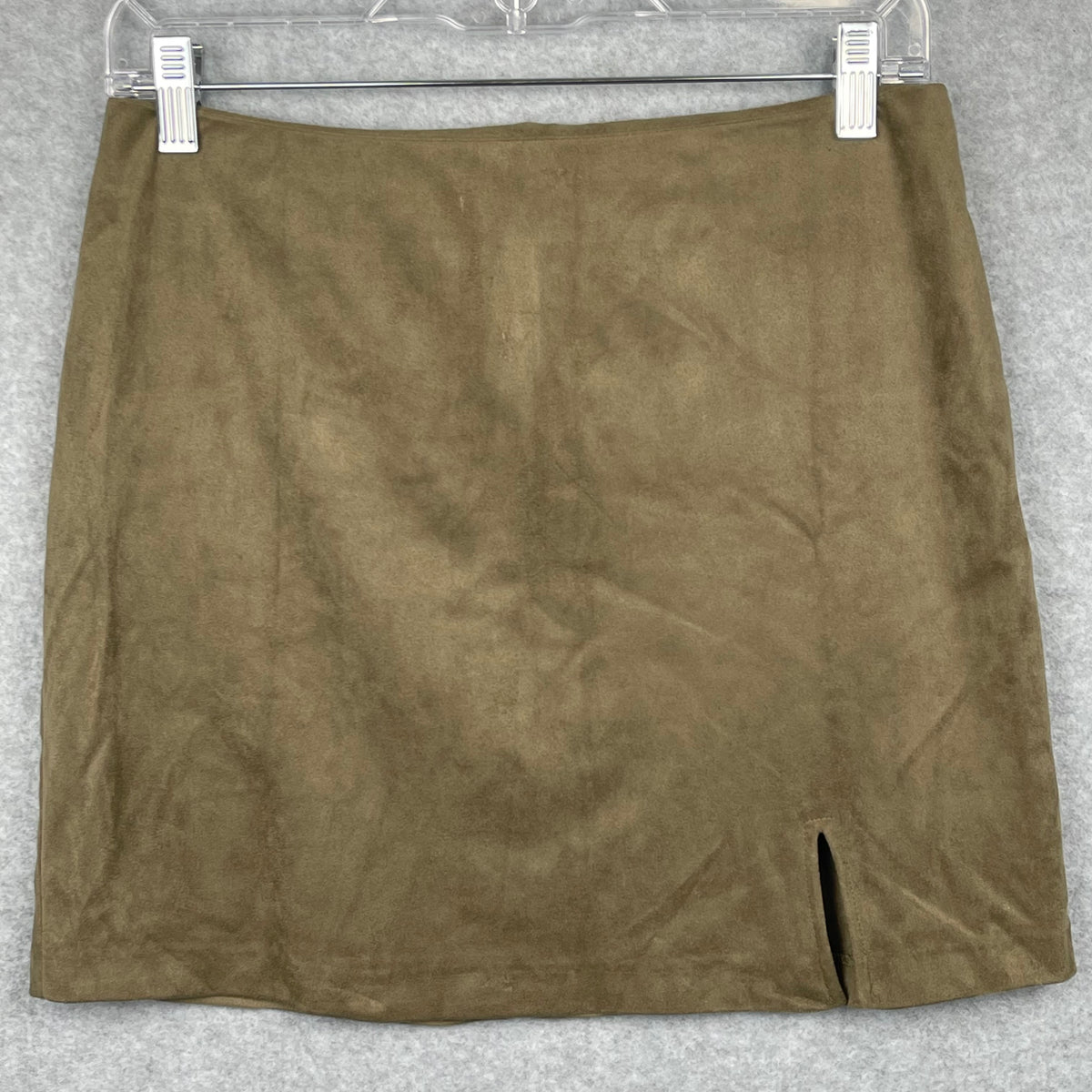 Forever21 Olive Green Suede Skirt With Slit Size Medium