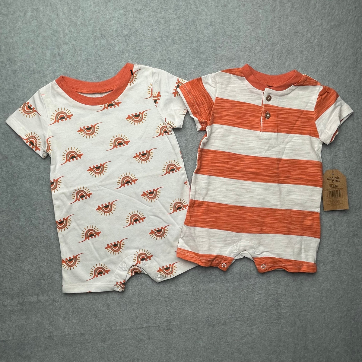 Chick Pea Baby Romper Set, Sun Print & Stripes, 0–3 Months
