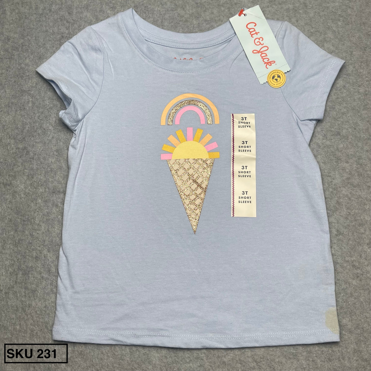 Cat & Jack Sun Ice Cream Tee Shirt Size 3T