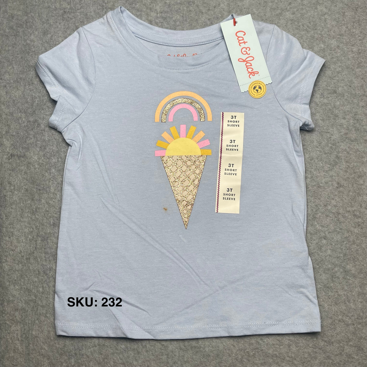Cat & Jack Sun Ice Cream Tee Shirt Size 3T