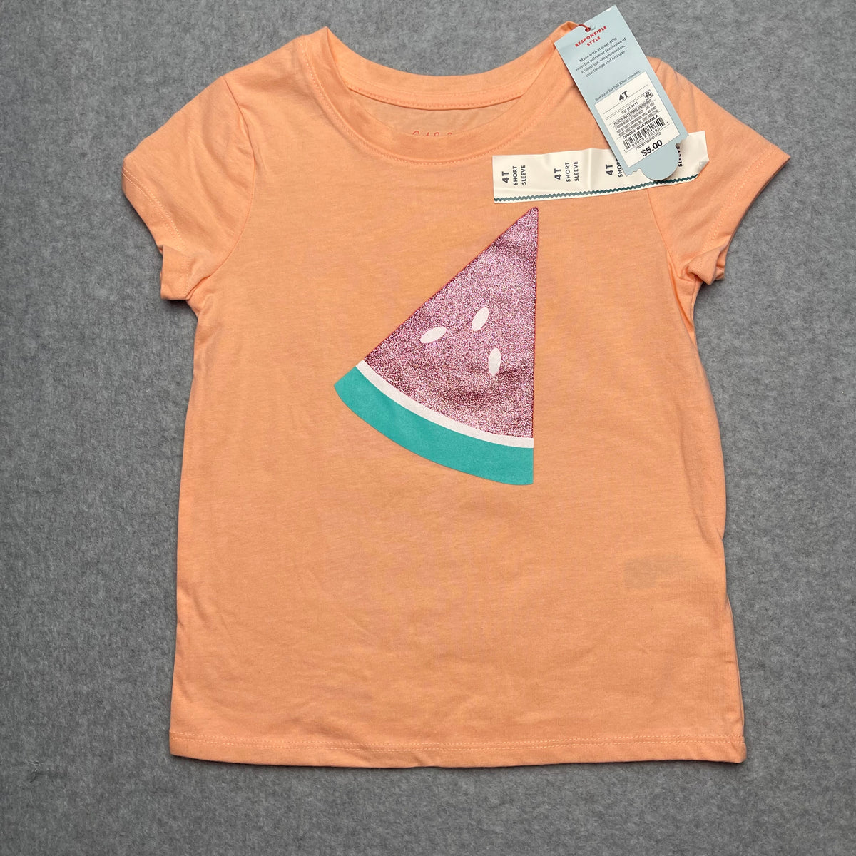 Cat & Jack Peach Watermelon Tee Shirt Size 4T