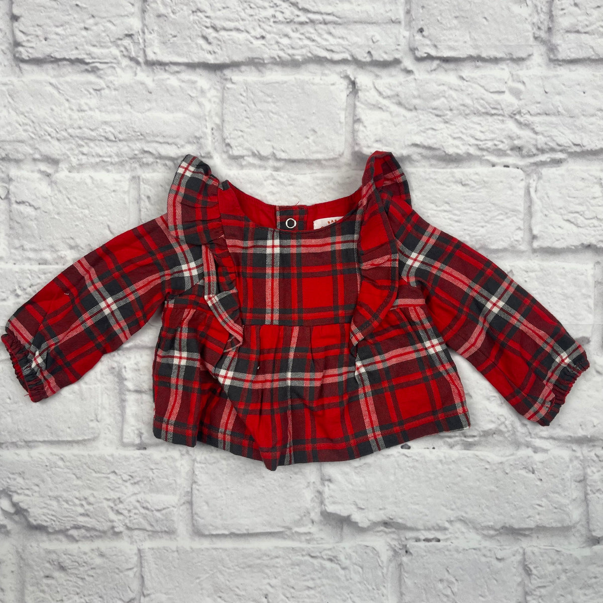 Cat & Jack Red and Black Plaid Top size NB