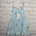 Light Blue Spaghetti Strap Dress with Floral Embroidery size 4T